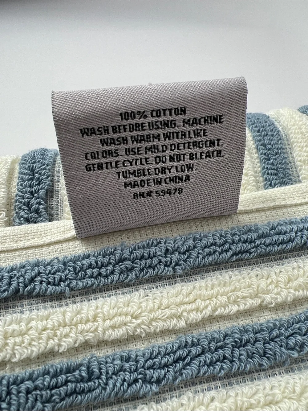 Rachel Zoe Bath Towel Set Blue White Striped with Fringe Soft Cotton 8 Pc NEW